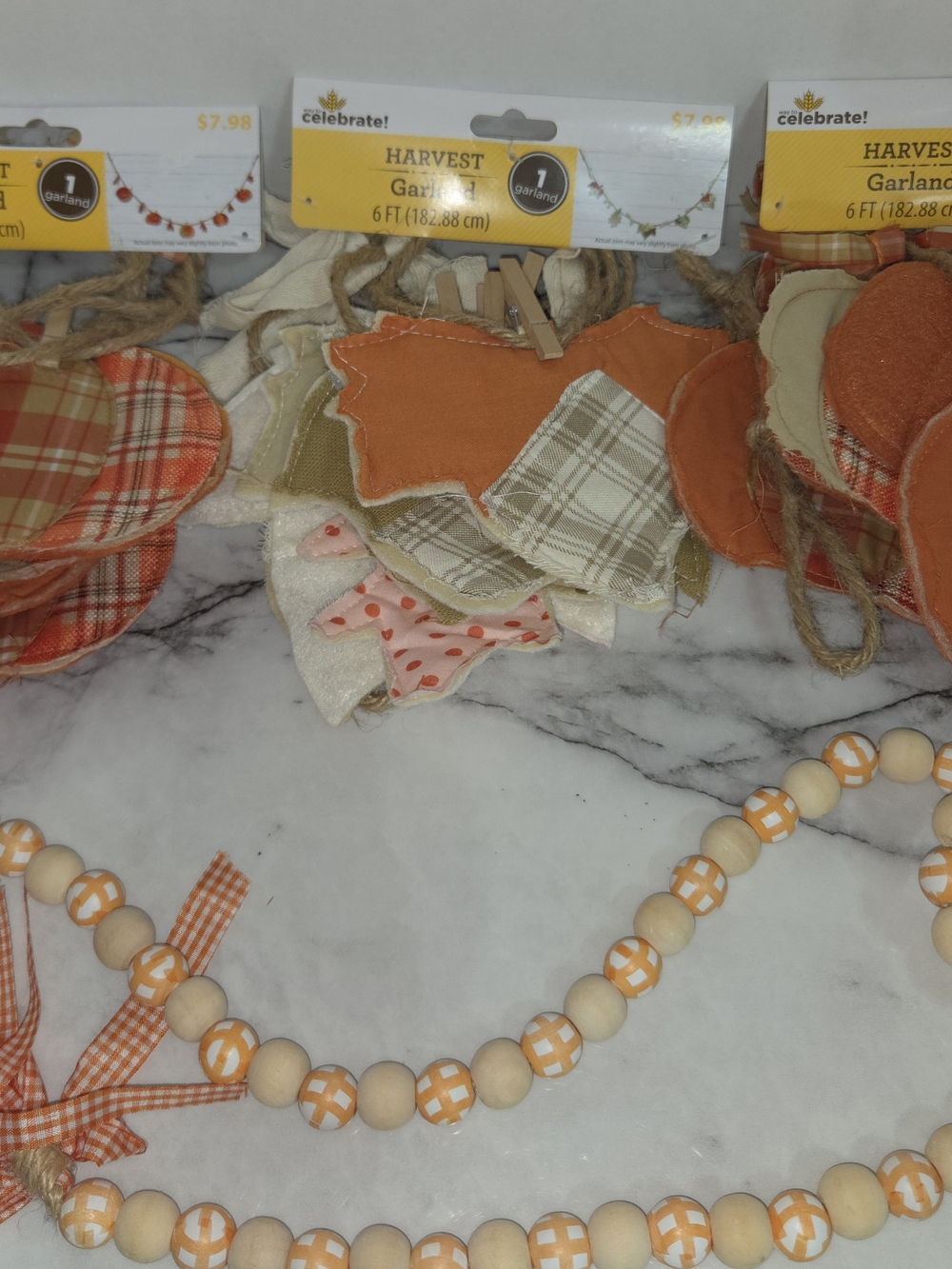 Celebrate! Harvest Garland - Orange and Cream Fall Decor